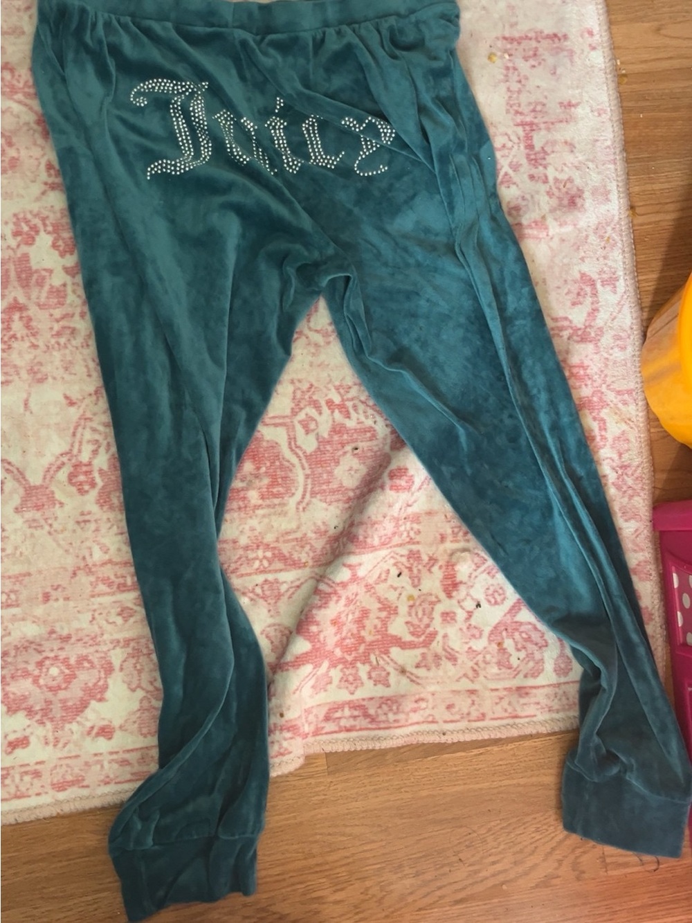 Juicy Couture Teal Velour Joggers with Rhinestone Logo